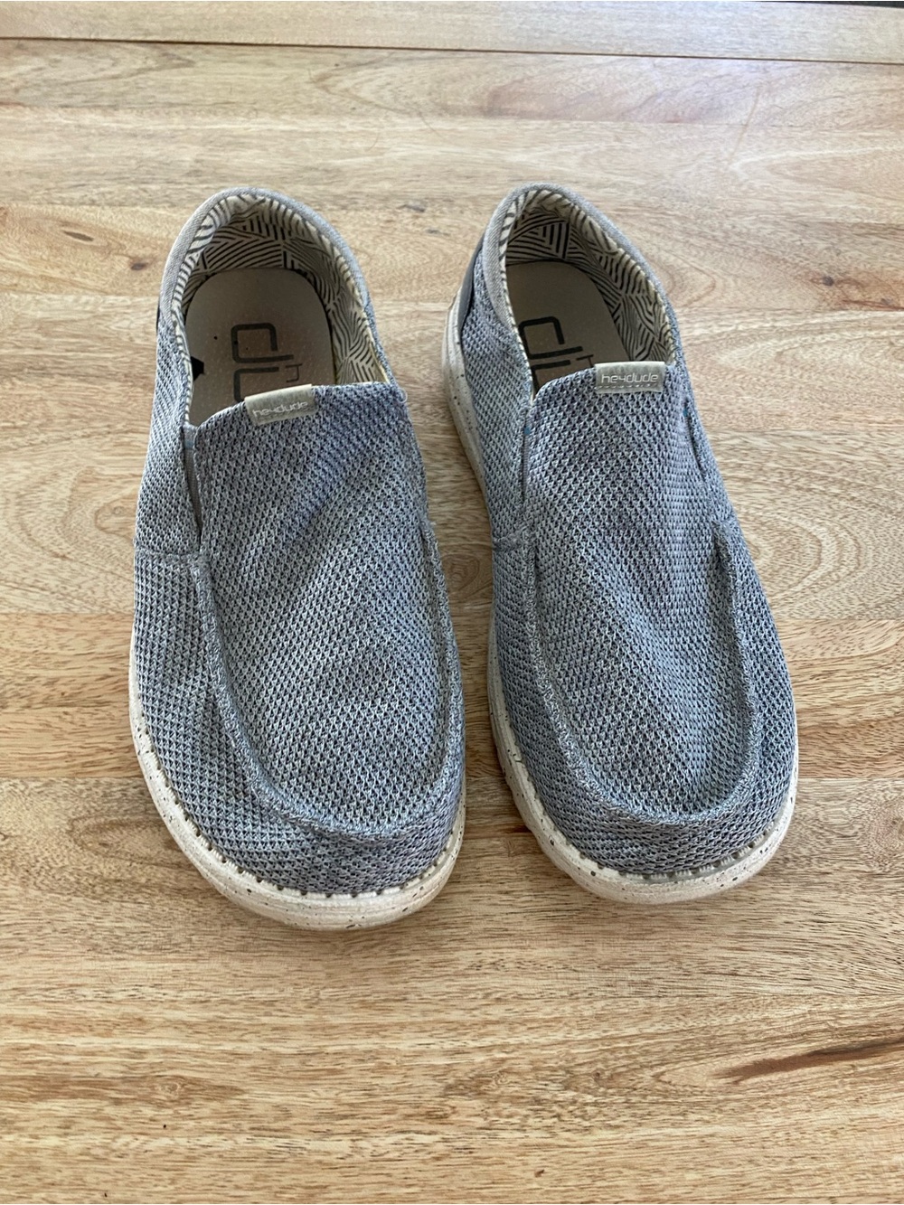 Hey Dude Thad Sox Sharkskin Gray Knit Slip-On Loafers
